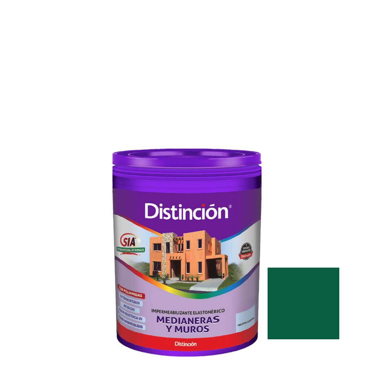 8cfe5b9b-88c9-45b0-b0cd-32b5c523eca3 Membrana Medianeras y Muros Verde Jade DISTINCION 1lt - Imagen 1