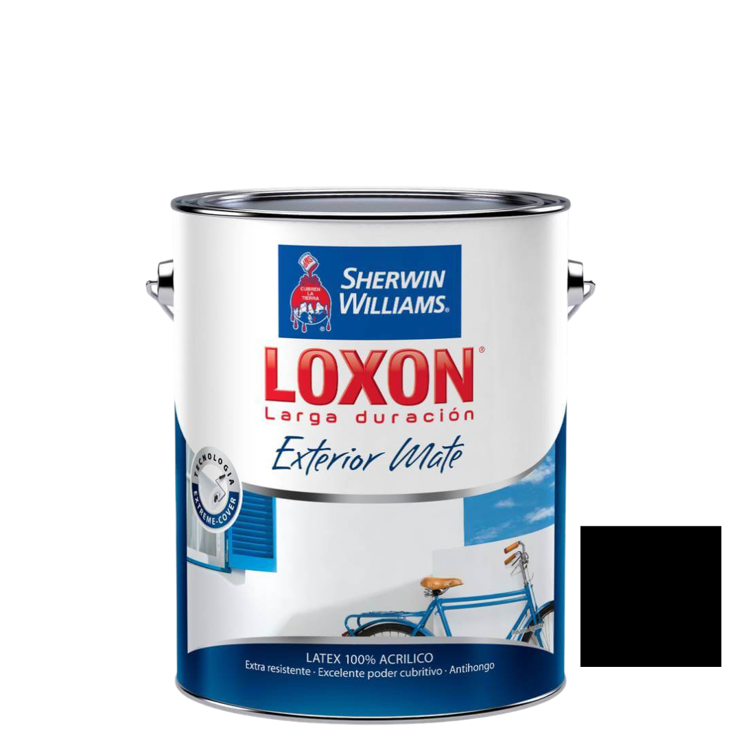 e2b561fd-ee91-4c90-ac04-4d9d46d74234 Latex Sherwin Williams Loxon exterior mate Negro ebano 4lts - Imagen 1